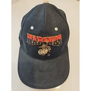 Marines logo embroidered strapback hat Black Breathable Cap